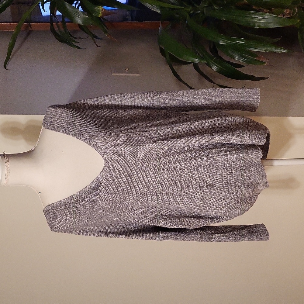 Forever 21 Gray Knit Sweater V Neck Scoop Neck Crisscross Back